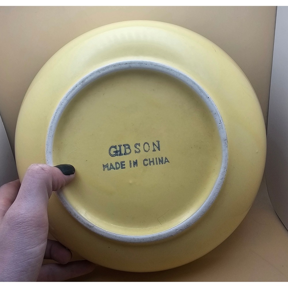 Gibson Yellow Bowl Ribbed Serving Bowl Kitchen Decor 9.5 Inch - Picture 3 of 4